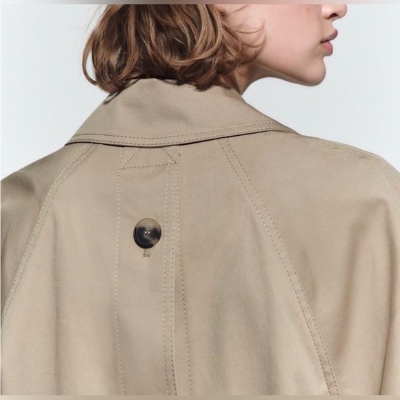 Zara Khaki Buttoned Oversized Trench Coat - Size MEDIUM - NWT *** LAST ONE*** - Picture 5 of 10